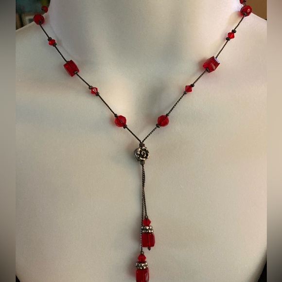 Danny Reid red crystal necklace, 16”-18” - Picture 1 of 4
